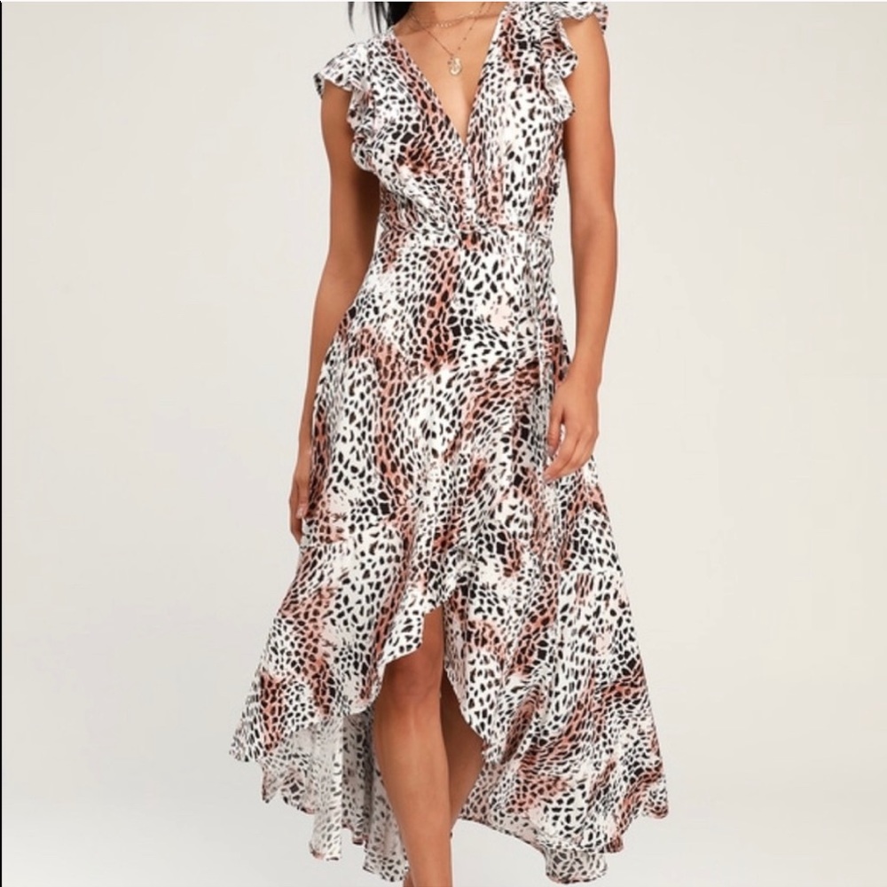 Kivari Zephyr White Leopard Print Wrap Maxi Dress